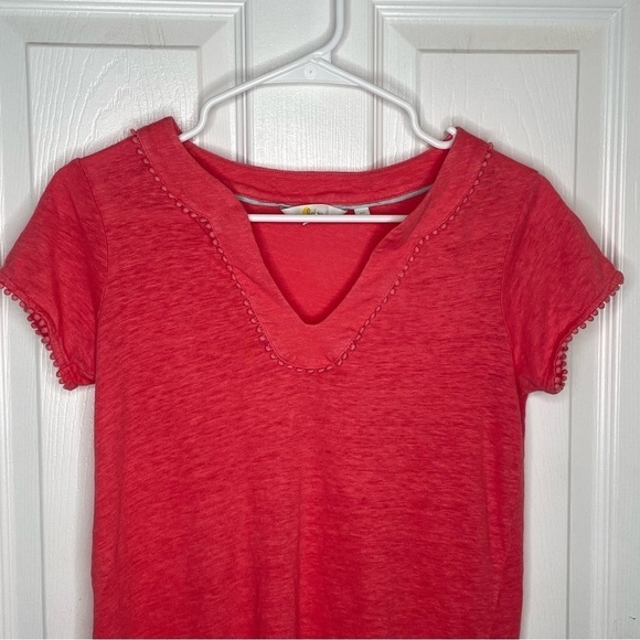 Boden Linen Notch Neck Jersey Top in Watermelon XS - Picture 6 of 13